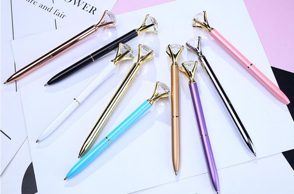 Wholesale Price Directly Free Shipping A Large Crystal Diamond 60pcs/lot Pen With Multicoloured 13.5cm 0.7mm Ballpoint Pens BP115