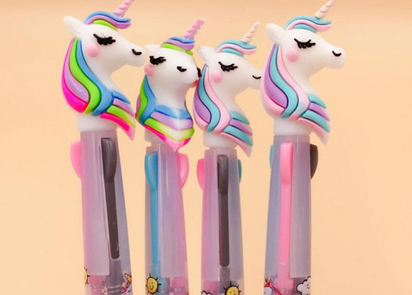 Hotest! Newest Arrival Free Shipping Unicorn Cartoon Silicone Head 3 Color 0.5mm 16.5cm 72pcs/lot Ballpoint Pen BP004