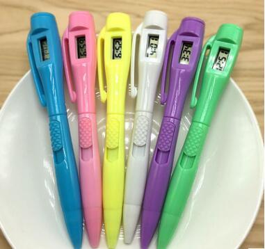 Promotion Style! Free Shipping Wholesale Supply Yiwu Factory Electronic 6 Colores 100pcs/lot Clock Pen BP002