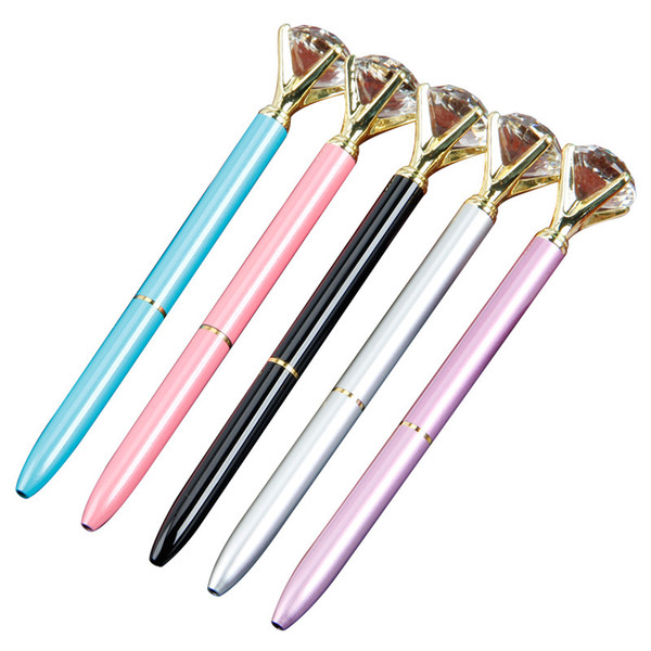 2018 Top Fashion Creative Crystal Glass Kawaii Ballpoint Pen With Large Diamond luxury pen School Office Supplies Halloween Christmas gifts