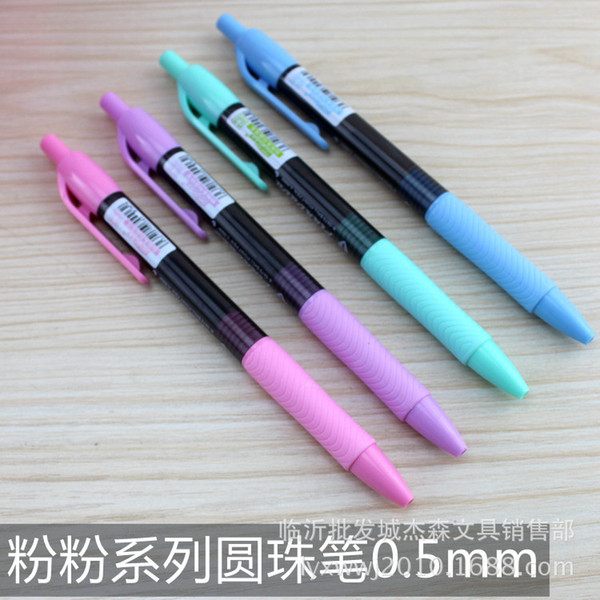 Factory wholesale plastic press ball pen blue 0.5mm writing smooth ball pen