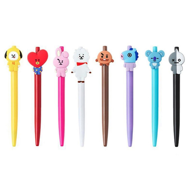 Kpop BTS BT21 Cartoon Ballpoint Pen Jungkook Tata Suga Cute Black Ink Gel Pen