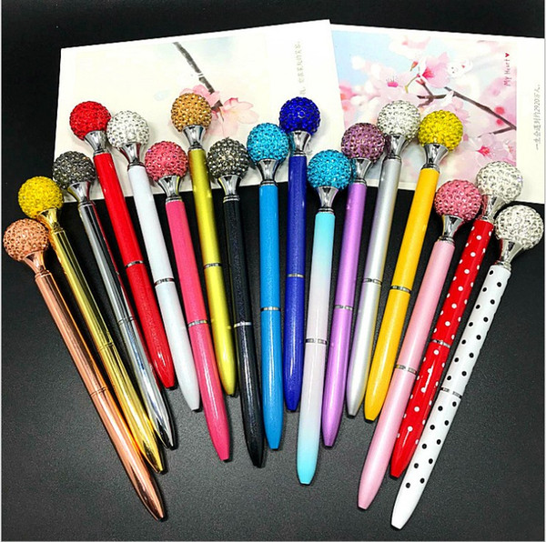 Bling Ballpoint Pens with Big Ball Diamond Crystal Gem Wedding Ball Pens Writing Supplies Office Favor WJ003