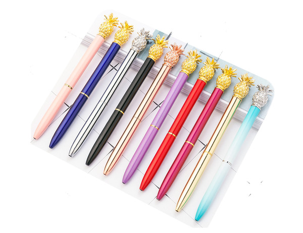 2018 NEW Designed Creative Pineapple Head Metal Ballpoint Pens Fashion Business Office School Wrinting Pens Chrismas Gifts 10 Colors