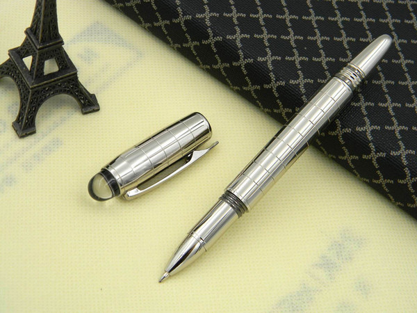 Best Luxury Silver Black Checker HOT Rollerball Pen M Crytal Top Metal Roller ball Pens 3 free pen refills High Quality Wholesale