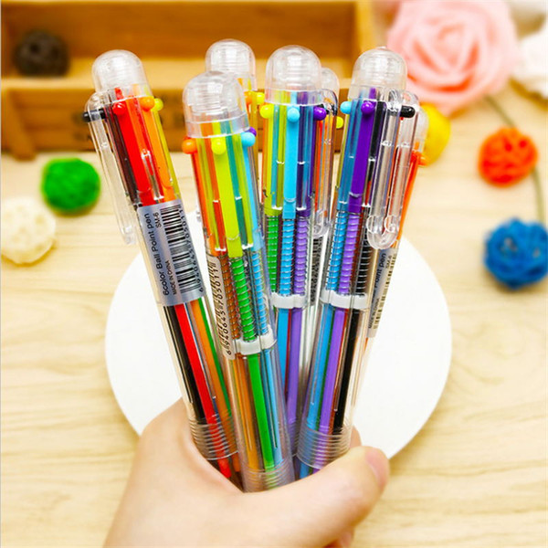 2018 New Multicolor Ballpoint Pen Multifunction Pen With 6 Colors Novelty Creative Stationery School Chancery Office Supplies