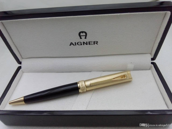 luxury Aigner Exclusive new upscale boutique head Black golden clip Ballpoint pen Luxury Pen Black Wood Box