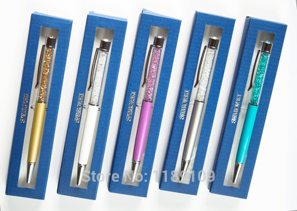 Creative Diamond on top Crystal ballpoint pen with gift logo box case promotional items gift pen