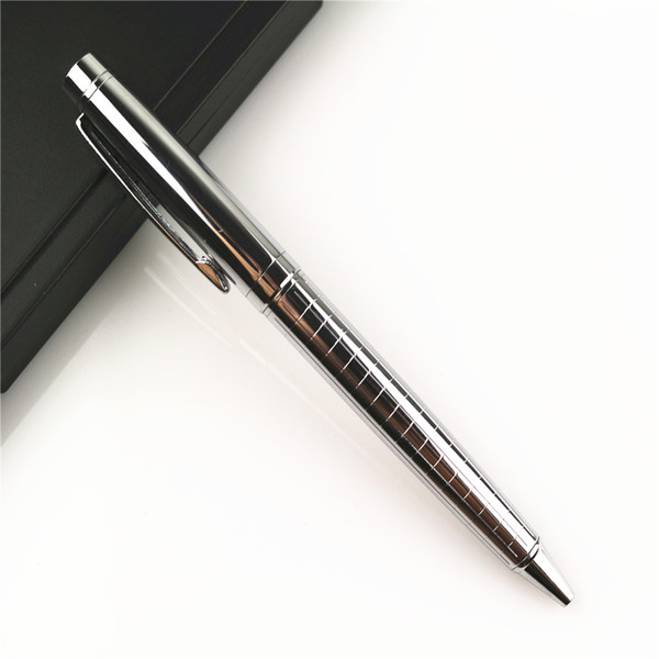 Hot sale Luxury carving Perkin silvery metal grid Stainless steel Business pen Writing Nib medium Ballpoint Pen New