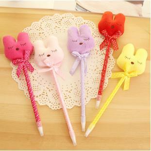 lovely office stationery ballpoint pen for students prize / cute plush rabbit style ball-point pen 12pcs/lot ARC12