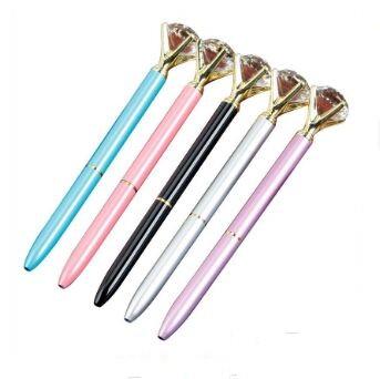 Top Fashion Creative Crystal Glass Kawaii Ballpoint Pen With Large Diamond 8 Colors School Office Supplies Halloween Christmas gifts