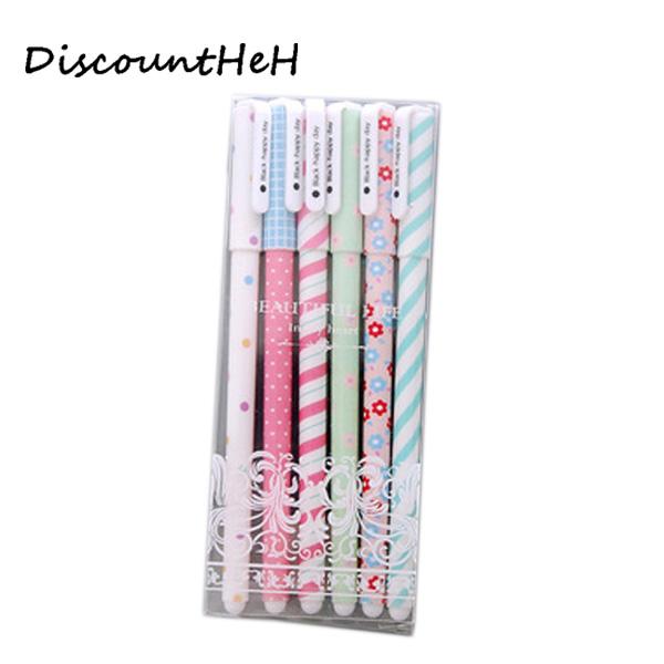 6 pcs/set Cute pens 0.38mm ballpoint pens Black color gel pen set Cartoon Office accessories School supplies