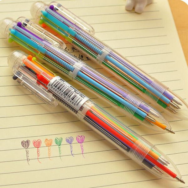 Novelty Multicolor Ballpoint Pen Multifunction 6 In1 Colorful Stationery Creative School Supplies