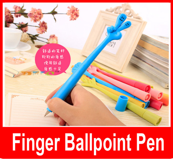 Korean Creative stationery Creative cute cartoon ballpoint pen to bend finger gesture pen 0.5mm 12 Models