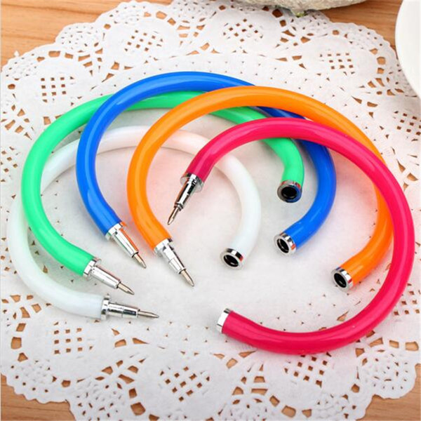 Originality Flexible Ball Pen Cute Soft Plastic Bangle Bracelet Wristlet Circlet Ballpoint Pens tSchool Office Supplies