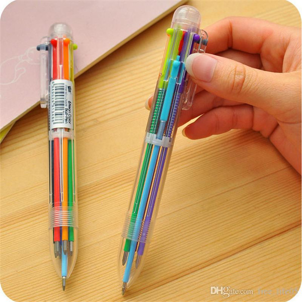 New Arrival 1pcs Novelty Multicolor Ballpoint Pen Multifunction 6 In1 Colorful Stationery Creative School Supplies