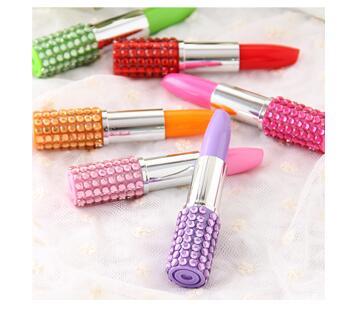 Rhinestone Sexy Lipstick Shape Office Stationery Ballpoint Ball Pen