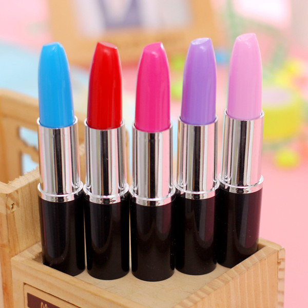 Cute Kawaii Ballpoint Pen Creative Lipstick Pen For School Office Supplies Korean Stationery Colored Ball Pens Free Shipping