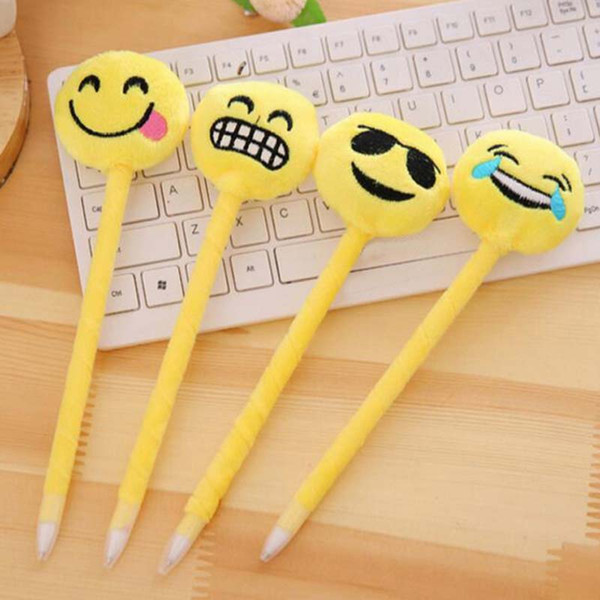 New 10pcs/lot Cute Expression Ballpoint Pens Novelty Cartoon Plush Plastic Ballpen Stationery School Office Supplies Material Escolar