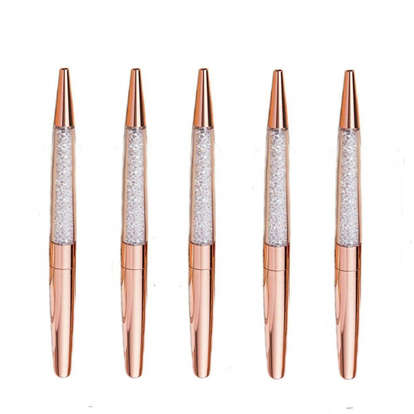 Rose Gold Pen Bling Rhinestone Pens Fine Black Ink Pen-6 Pack and 6 Extra Refills (Rose Gold Metal Pen 6 Pack)