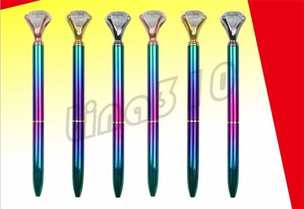 Ballpoint Pen Colourful lacquer penholder pen Ballpoint Pen With Large Diamond Fashion School Student Luxury Office Supplies I511