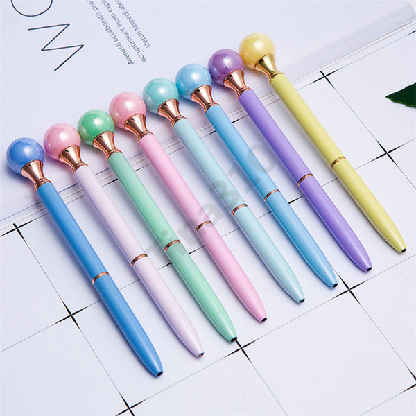 21 colors Pearl Ball Pens Ballpoint pen Fashion Girl Big pearl Ballpoint writing Pens For School Stationery Office Supplies 250pcs T1I962