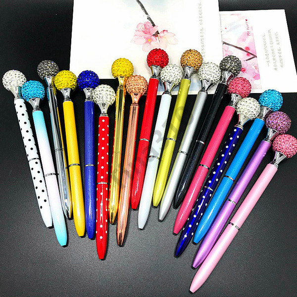 Ballpoint Pen Rotating metal pen Crystal Ballpoint Pen With Large Diamond Fashion School Student Luxury Office Supplies 220pcs T1I959