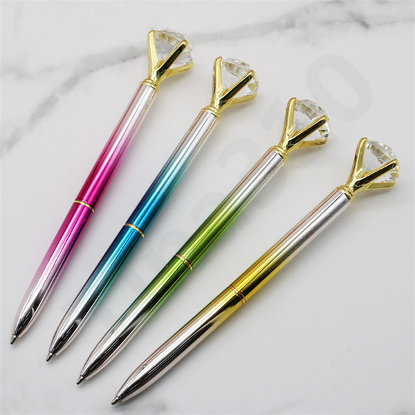 Ballpoint Pen Rotating metal pen Crystal Ballpoint Pen With Large Diamond Fashion School Student Luxury Office Supplies 300pcs T1I1592