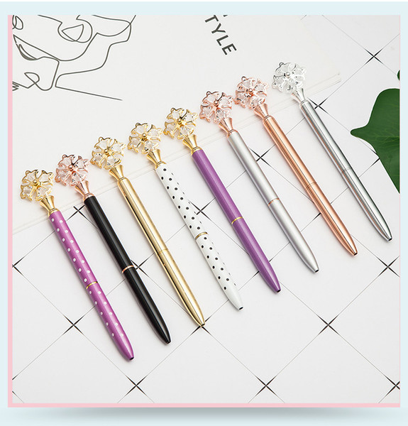 Ballpoint Pen Crystal Glass Ballpoint Pens Big Gem Ball Pen With Large Diamond 16Colors Fashion School Office Supplies GGA1122