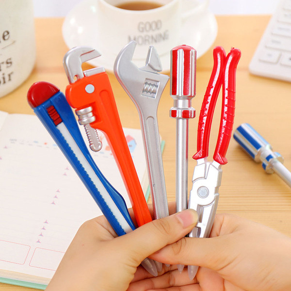 Creative Hardware Tools Ballpoint Pens Quality Pen Wrench Hammer Utility Knife Shape Writing Pen Party Favor Gift QW9659