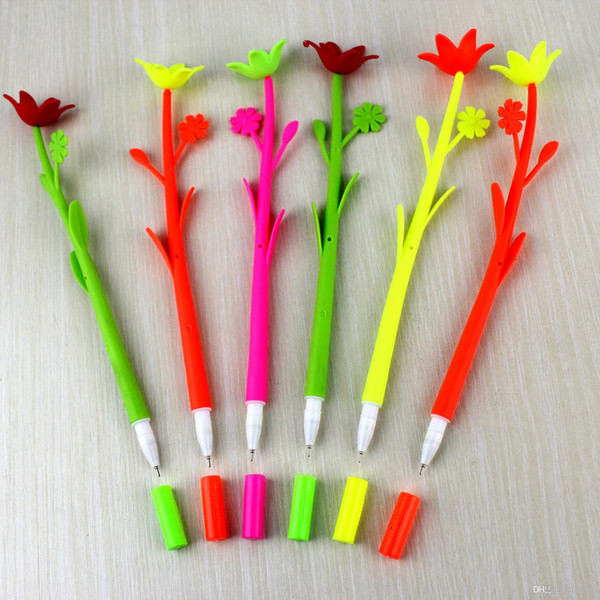 Exquisite Students Stationery Creative Dust Proof Silica Gel Ball Pens Scented Flower Shape Silicone Ballpoint Pen Trumpet 0 3hc dd