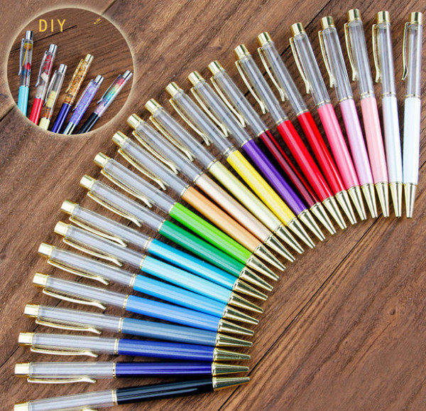 New DIY Crystal Ballpoint Pen Empty Barrel Ball Pen Black Blue Ink Writing Supplies Specil Gift