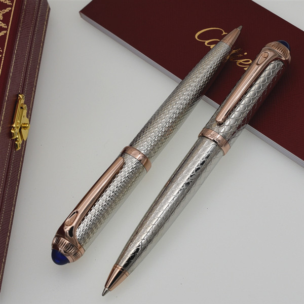 Luxury pen Carties brand silver metal grid ballpoint pen with high quality stationery school office supplies writing smoth Cute ball pen gif