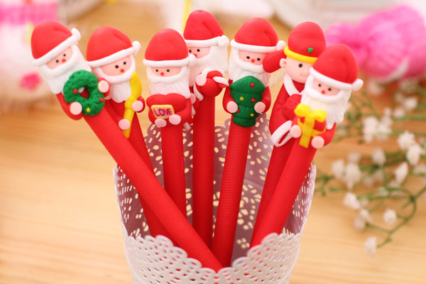 free shipping whiilesale Santa Claus Christmas gift wholesale clay ballpoint pen pupils prizes creative stationery gift children