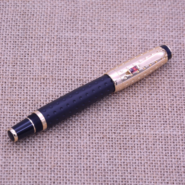 High quality Bohemia pen Red gem stone black with gold screws cap rollerball mb for gifts