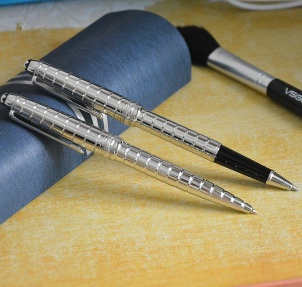 Luxury checked Roller Ball Fountain Pen metal Silver platinum-coated fittings MB Stationery Office School Supplies top quality