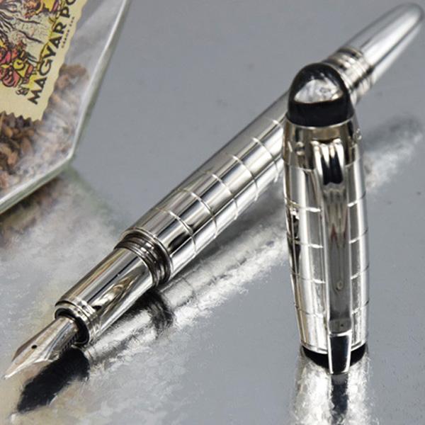 Luxury Silver checks mb-sw Germany Brand pen 4810 14k nib Fountain Pen with series number crystal top