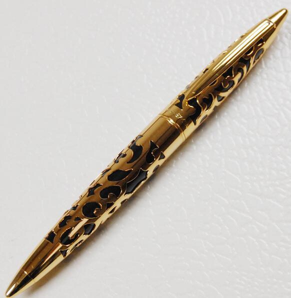 CHINESE PROMOTIONAL COLLECTION FOUNTAIN PEN BRASS HOLE-OUT INK PEN LUXURY F NIB