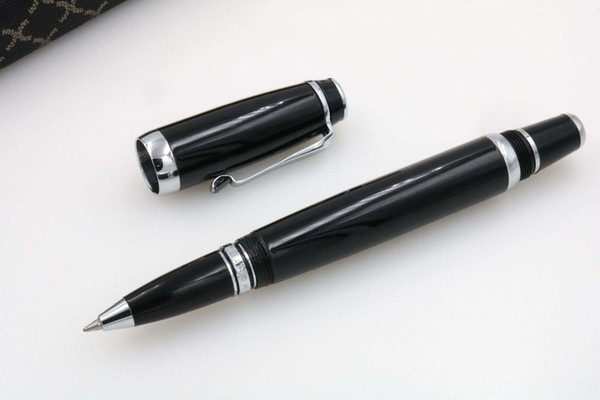 Business Gift pen office Writing Supplies Metal black silver classic Rotating Pen cap Short style Rollerball pen