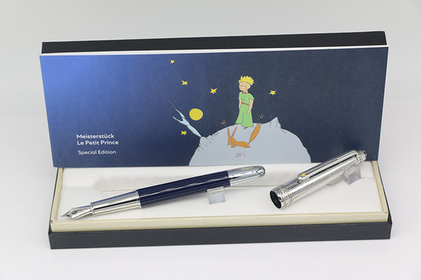 Luxury the little prince series MB Fountain pen up silver and down blue body with silver Trim office school supply gift pen