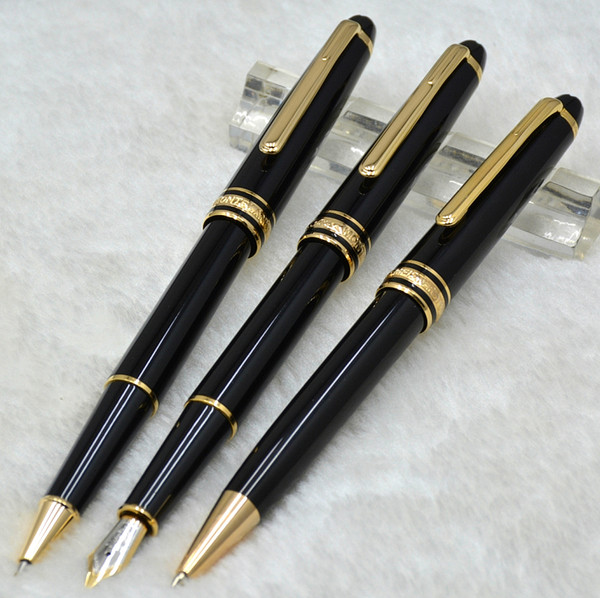 High Quality 163 black resin ballpoint pen / Roller ball pen / Fountain pen with five star office stationery luxury Writing ink pens Gift