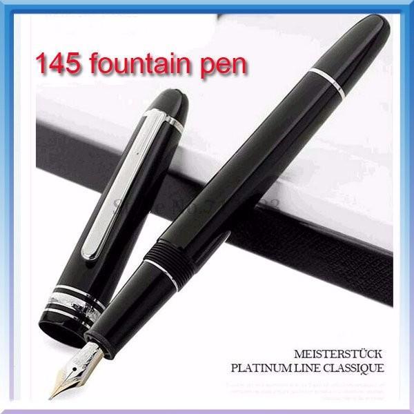 Luxury Pens Classic 14K Pens 145 black Fountain pen / ballpoint pen with snap style cap stationery office supplies writing resin pen gift