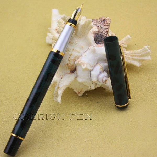 Inexpensice Office Gifts BAOER 801 Fancy Cyan Black Polished Golden Arrow Clip M nib Steel/Ink/Fine/Fountain pen Free shipping