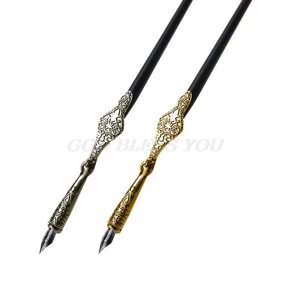 1PC Metal Carved Craft Script Antique Dip Pen Oblique Calligraphy Pen Holder Calligraphy School Stationery