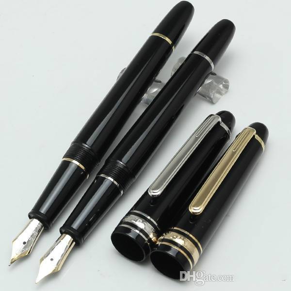 Luxury black resin mb 145 fountain pens black resin ink converter pen 4810 Middle size 14K silver nib