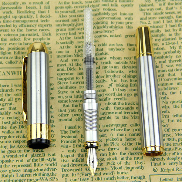 2018 NEW Brand Noble Golden & Silver Stainless Fountain Pen Hot Sale Nib Gift High Quality