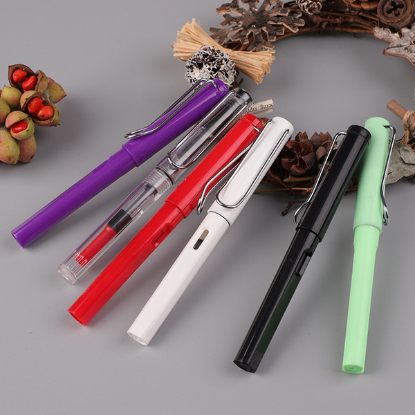 Factory direct transparent colorful plastic fountain pens student positive hard can change ink sac positive pen wholesale