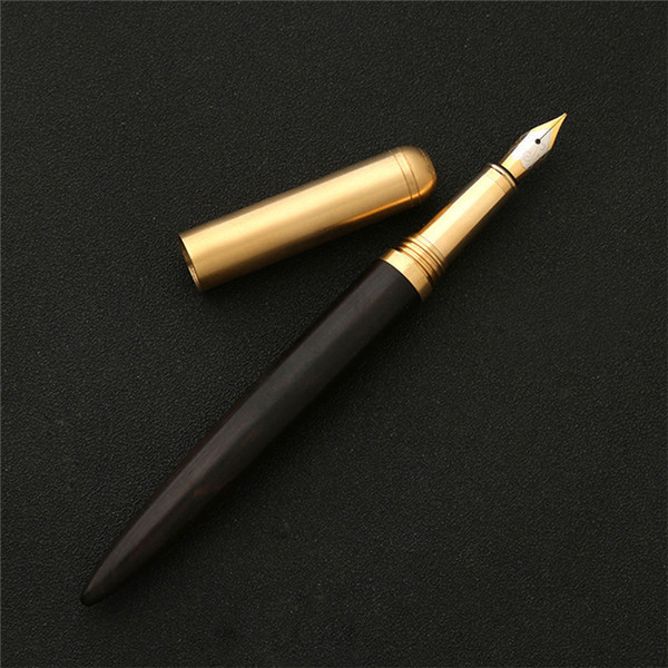 High Quality vintage Fountain Pen Rosewood and Brass gift sign pen Pure Copper Pen for travel, office, business