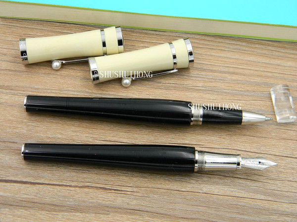 offiice Business Luxurious Engraved high quality Writing new metal stainless steel black and white pearl silver gift Fountain Pen