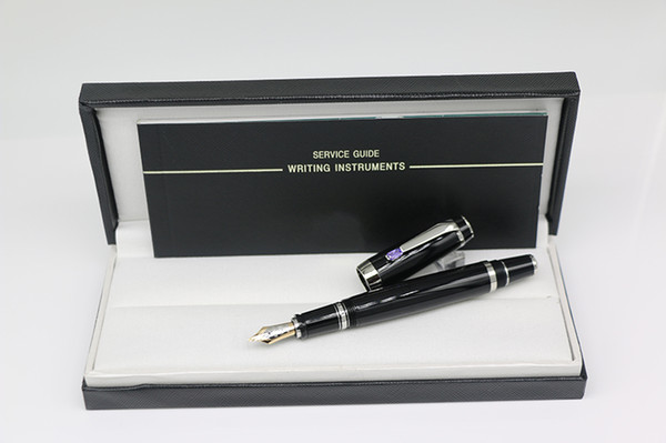 Top quality Black Bohemies Fountain pen office stationery with Diamond inlay silver Trim and MB Brands Serial Number